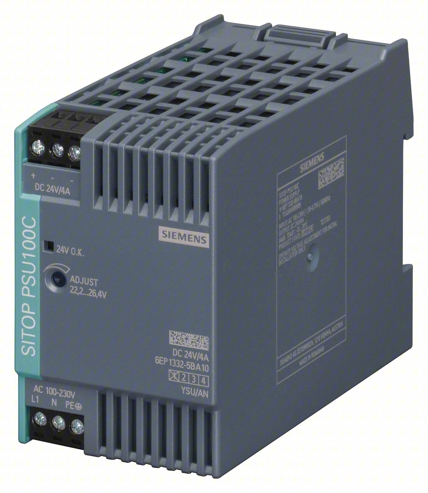 DC Power Supply,24VDC,4A,50/60Hz