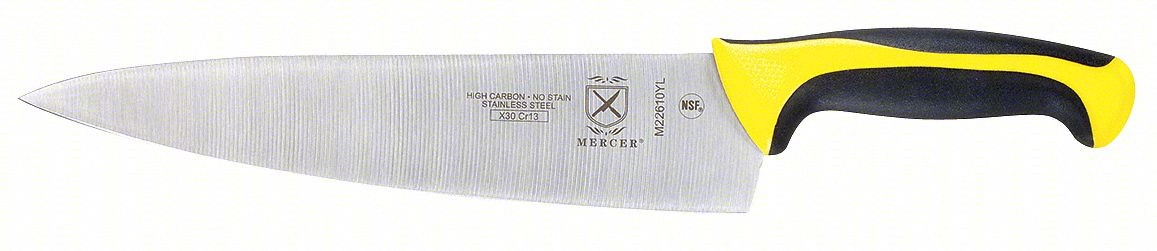 CHEFS KNIFE,10 IN BLADE,YELLOW HANDLE