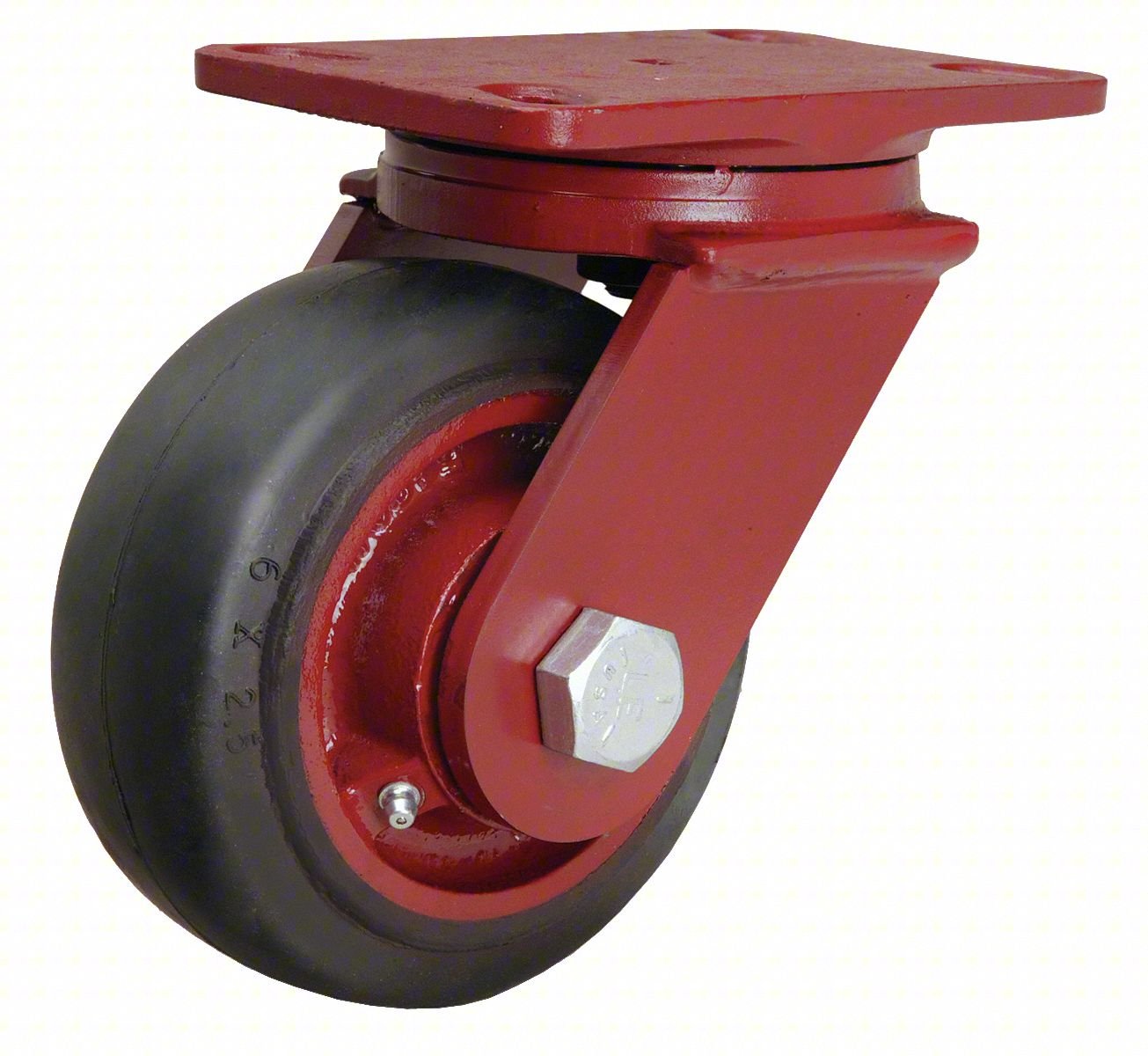 PLATE CASTER,SWIVEL,RUBBER,7 1/2"H