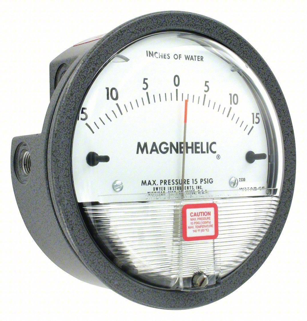 Pressure Gauge,15 In to 0 to 15 In H2O