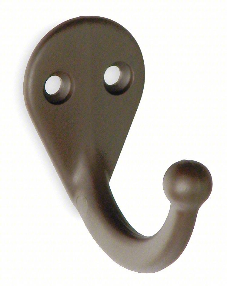 WARDROBE HOOK, BLACK, ZINC, 1 3/4 IN D
