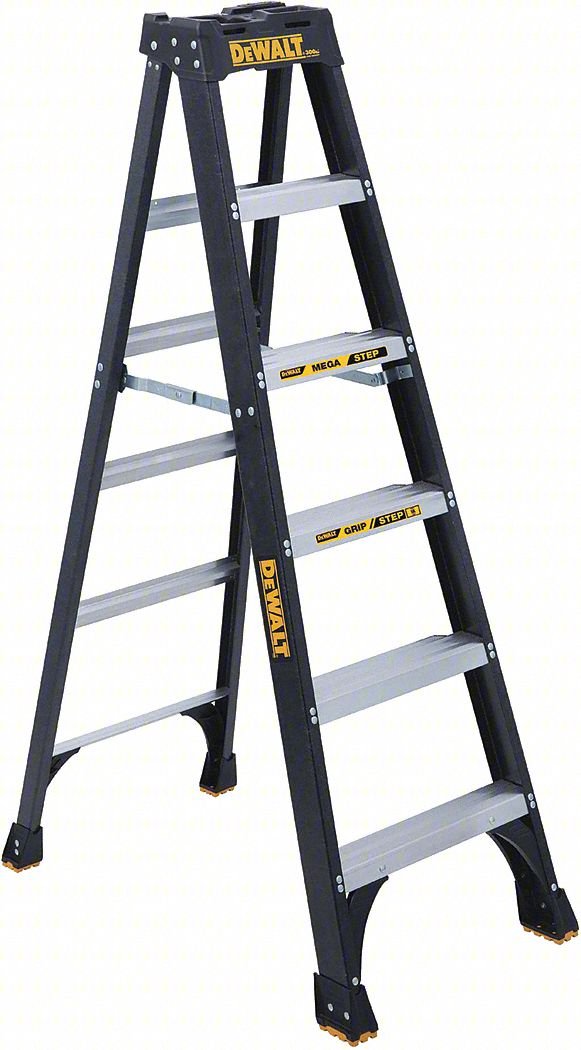 Stepladder,Fiberglass,6 ft. H,300 lb Cap