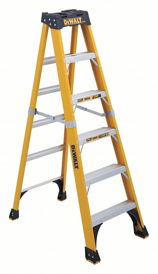 Stepladder,Fiberglass,6 ft. H,375 lb Cap
