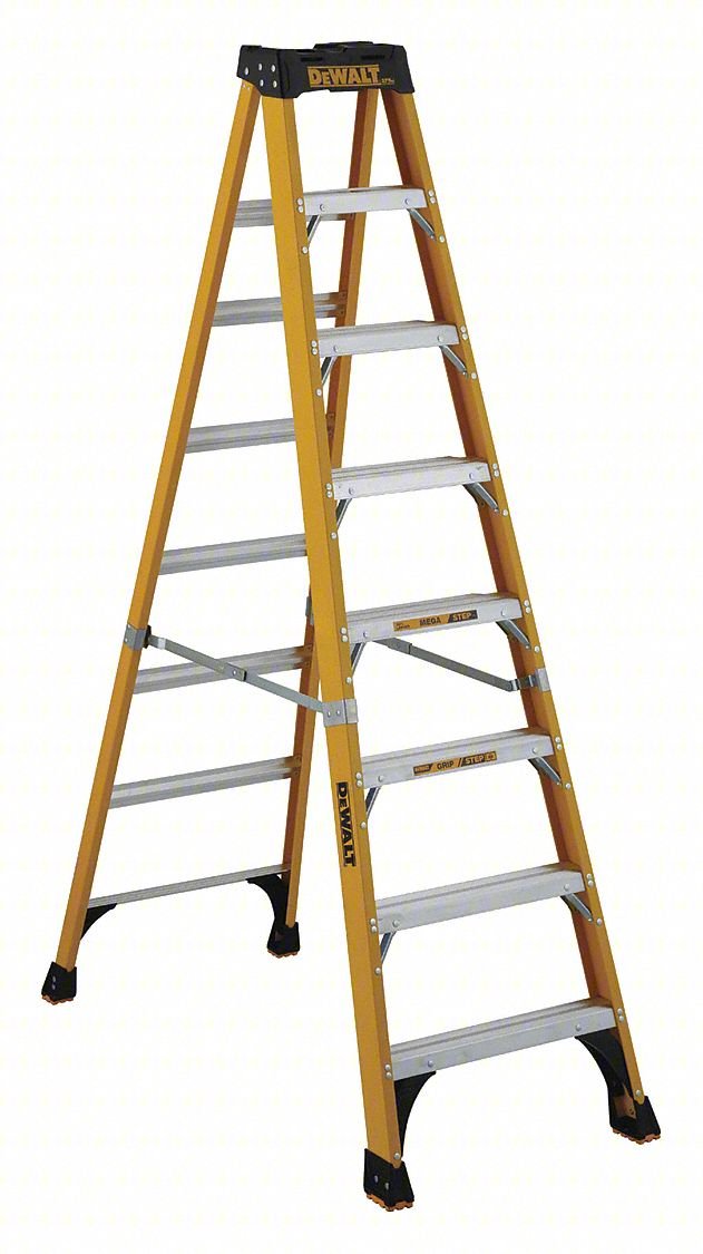 Stepladder,Fiberglass,8 ft. H,375 lb Cap