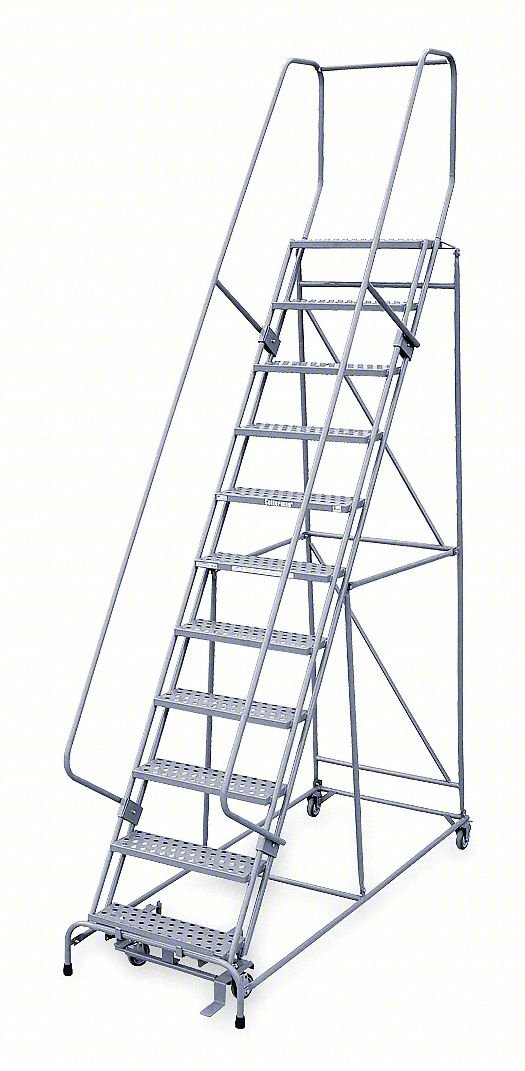Rolling Ladder,Hndrl,Pltfm 110 In H