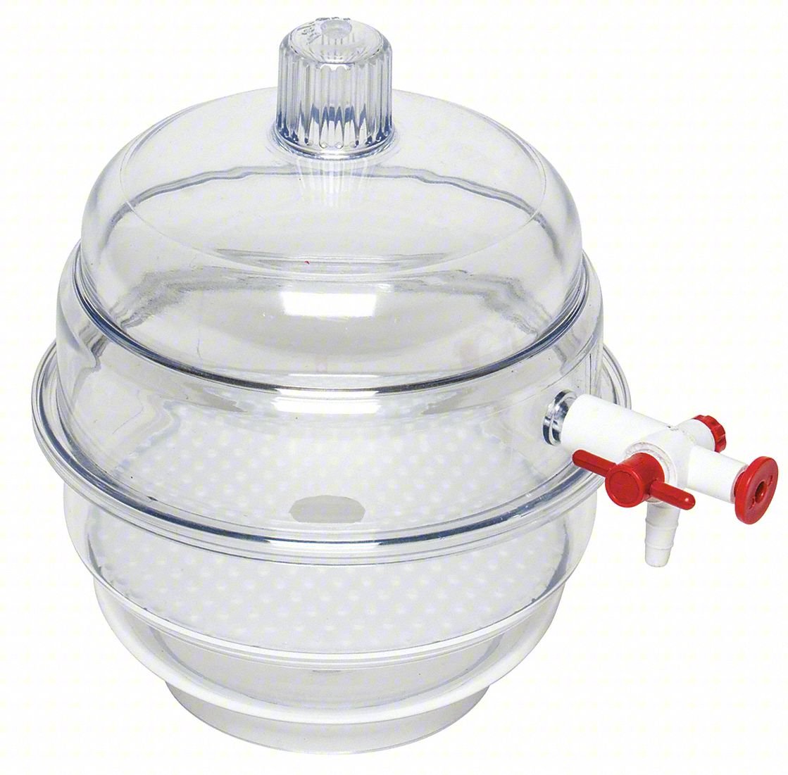 DESICCATOR, VACUUM, CLEAR, SPACE SAVER