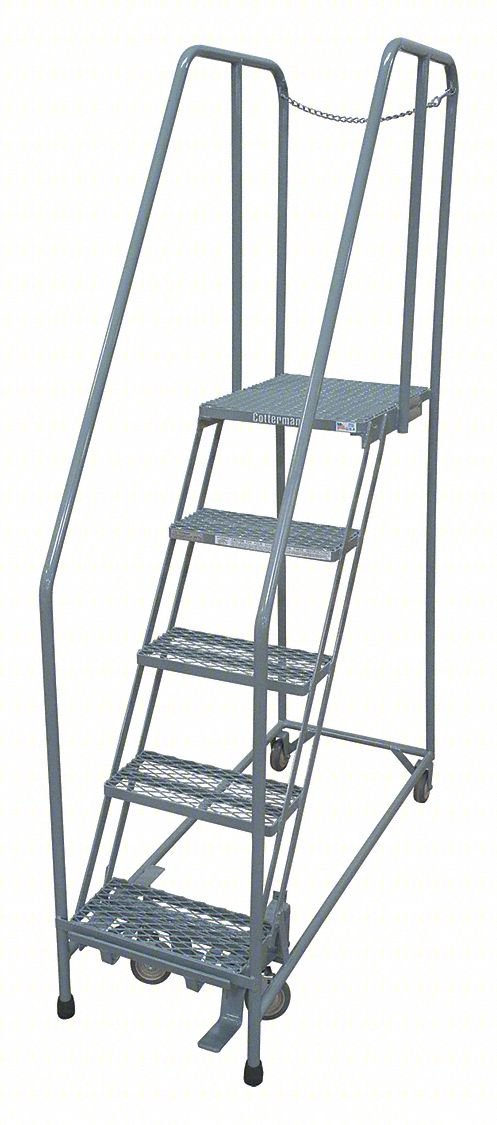 Rolling Ladder,Steel,80In. H.,Gray