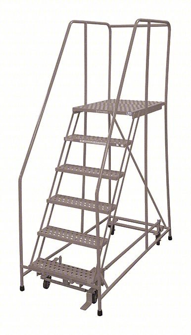 Rolling Ladder,Steel,90In. H.,Gray