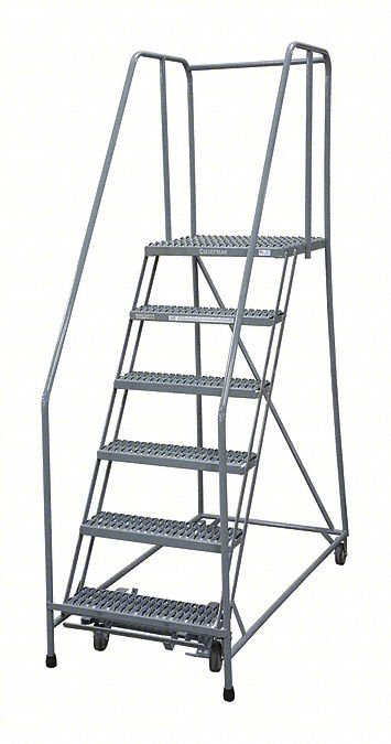 Rolling Ladder,Steel,90In. H.,Gray