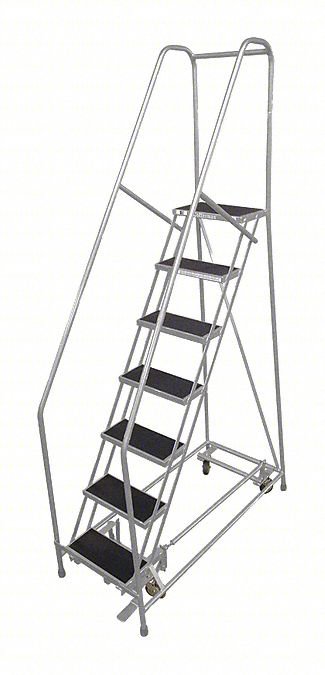 Rolling Ladder,Steel,100In. H.,Gray