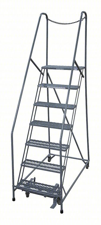 Rolling Ladder,Steel,100In. H.,Gray