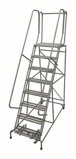 Rolling Ladder,Steel,110In. H.,Gray