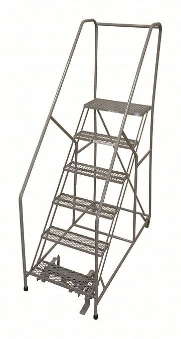 Rolling Ladder,Steel,90In. H.,Gray