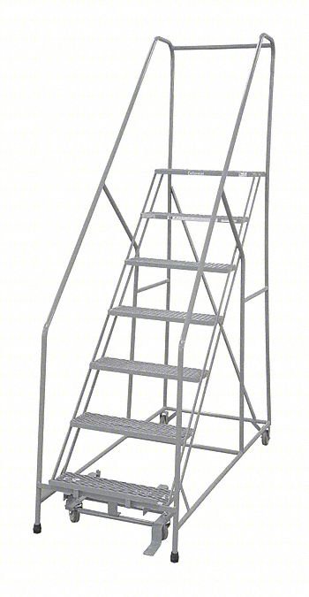 Rolling Ladder,Steel,100In. H.,Gray