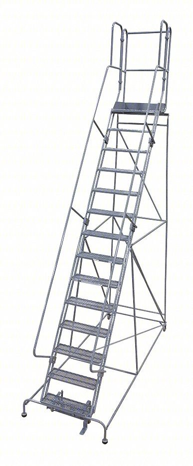 Rolling Ladder,Steel,162In. H.,Gray