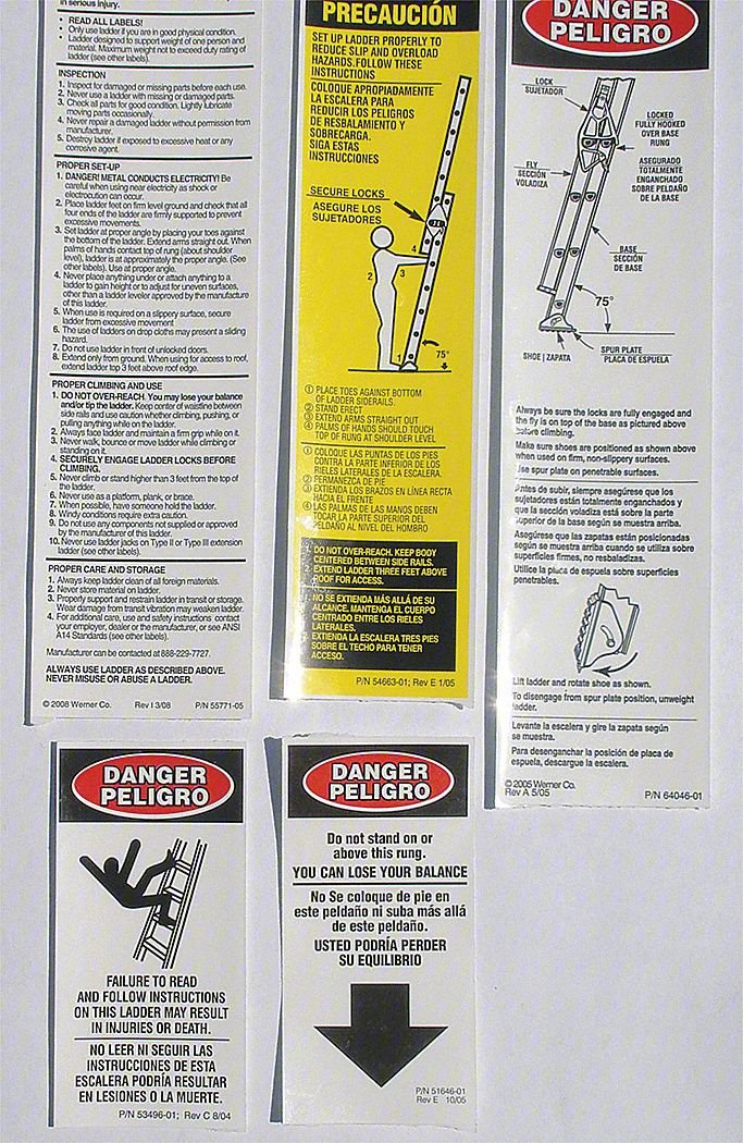 AL Ext. Ladder Safety and Instr. Labels