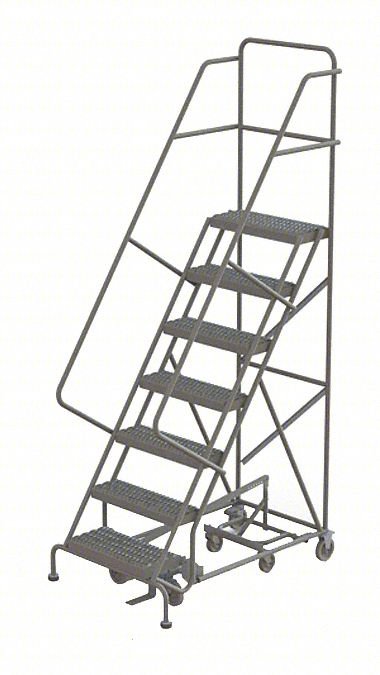 Rolling Ladder,7 Step,Steel,Serrated