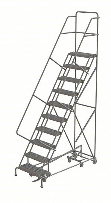 Rolling Ladder,10 Step,Steel,Perforated