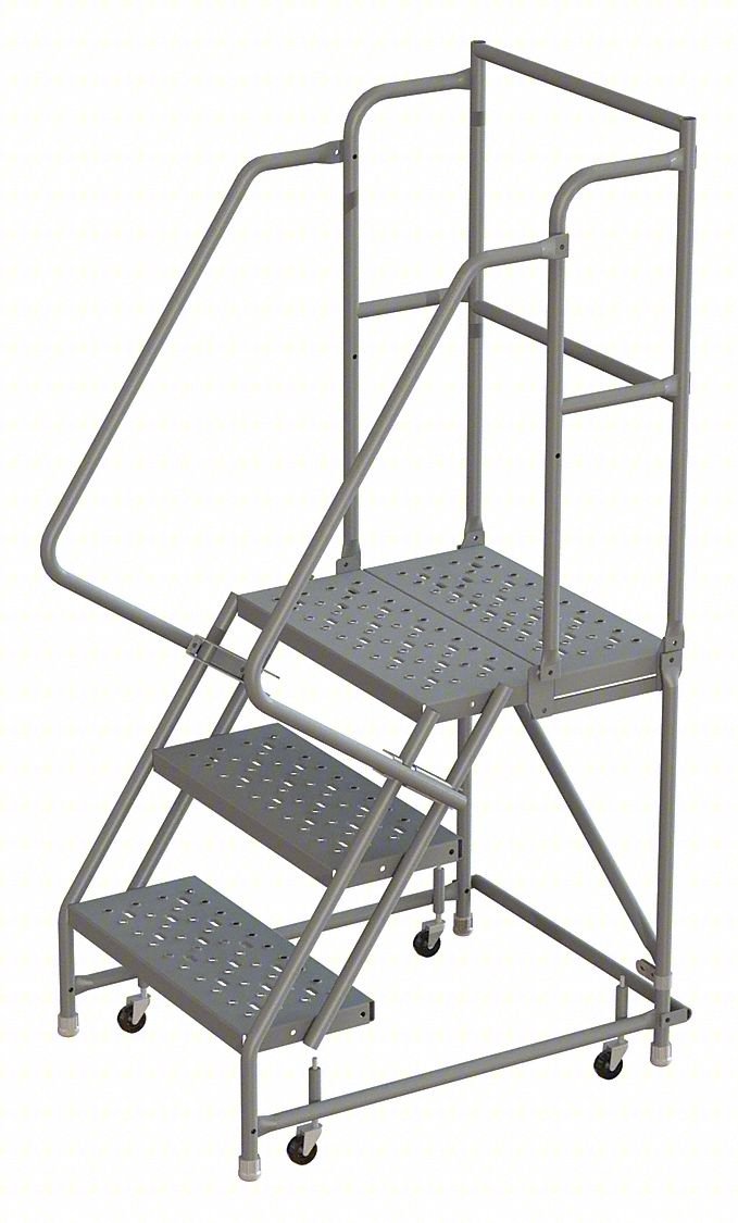 Rolling Ladder,3 Step,Steel,Perforated