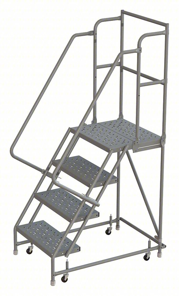 Rolling Ladder,4 Step,Steel,Perforated
