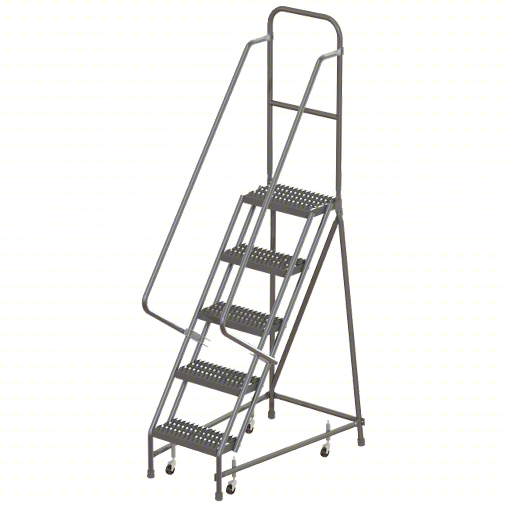 Rolling Ladder,5 Step,Steel,Serrated
