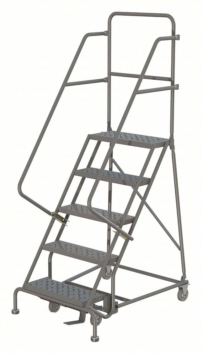 Rolling Ladder,5 Step,Steel,Perforated