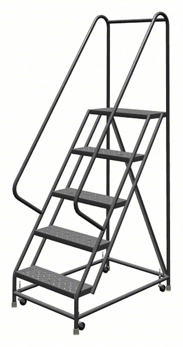 Rolling Ladder,5 Step,Steel,Perforated