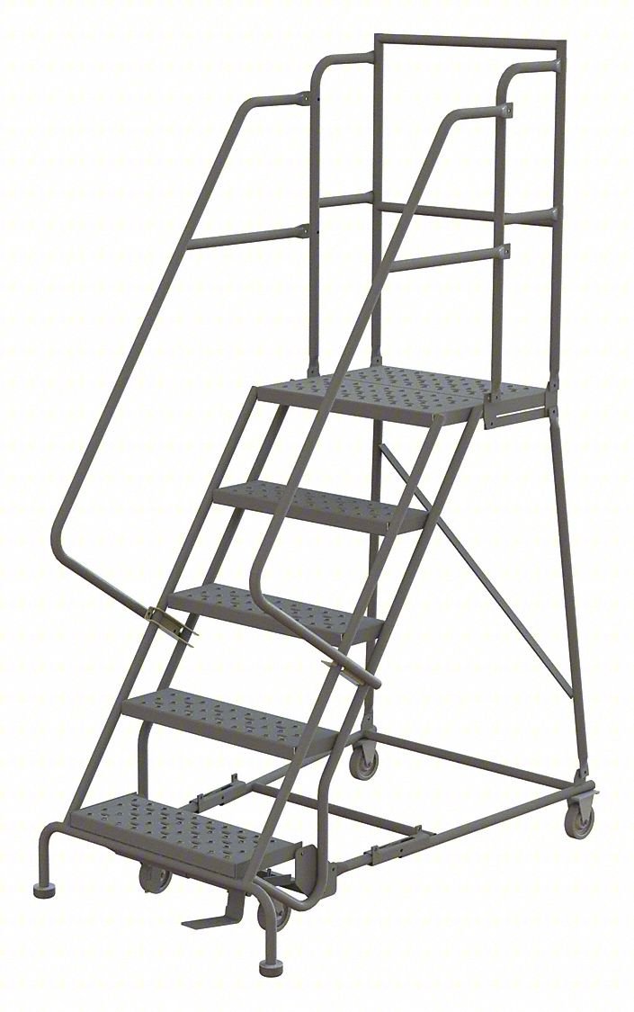 Rolling Ladder,5 Step,Steel,Perforated