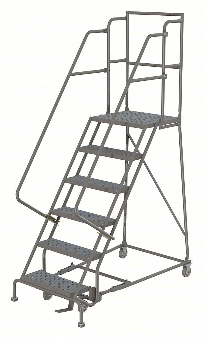 Rolling Ladder,6 Step,Steel,Perforated