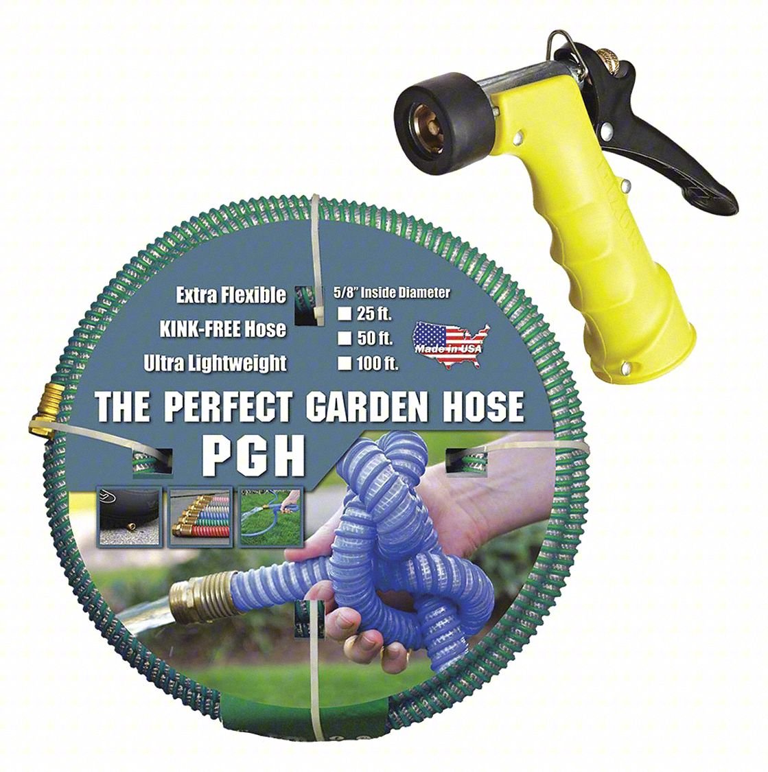 Water Hose w/Nozzle,5/8"x50 ft.