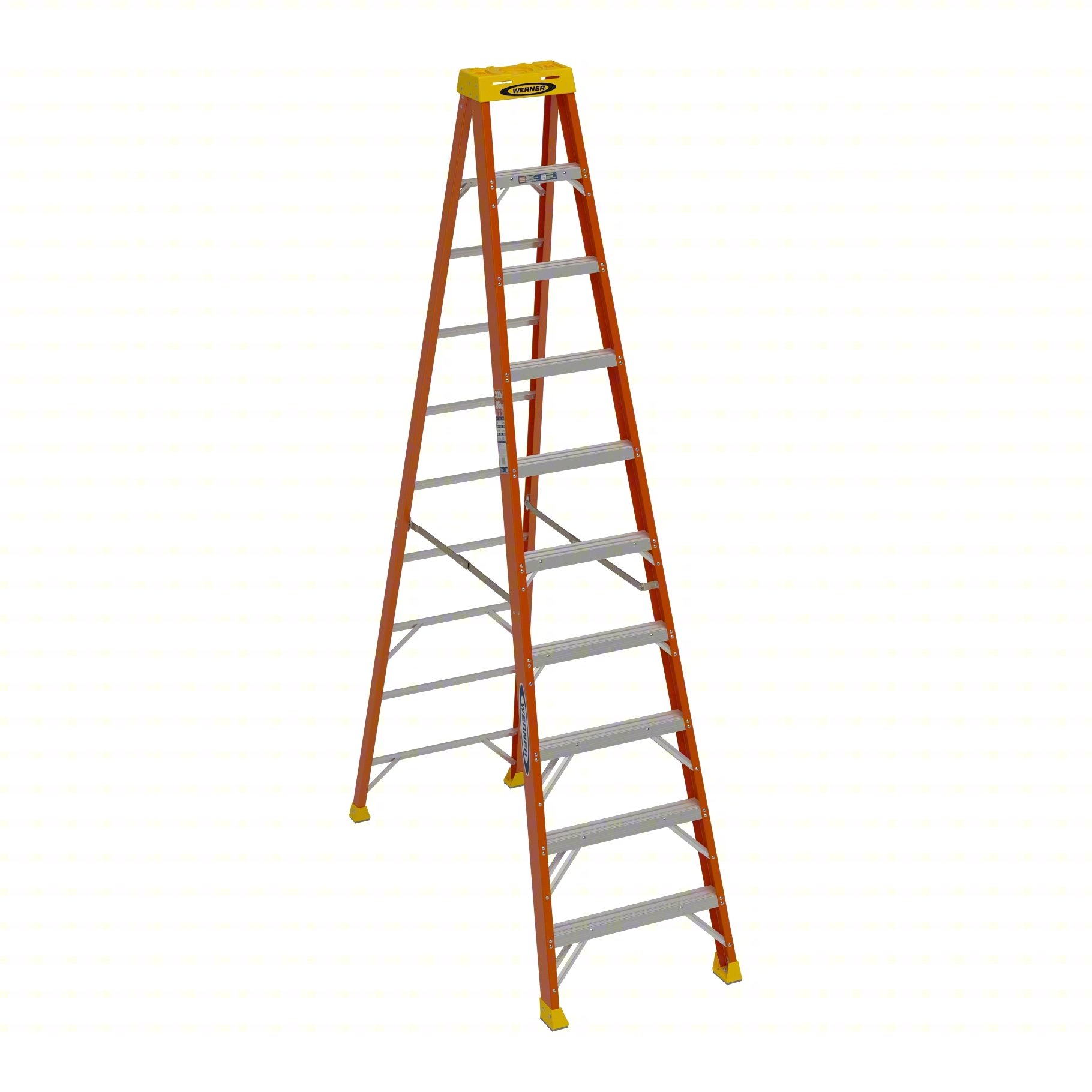 Stepladder,Fiberglass,10 ft H,300 lb Cap