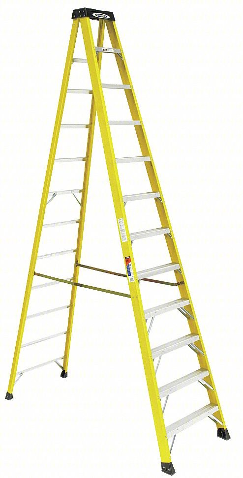 Stepladder,Fiberglass,12 ft H,300 lb Cap