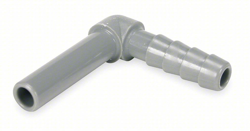 90 Elbow,1/4 in. Tube,Acetal,Gray,PK10