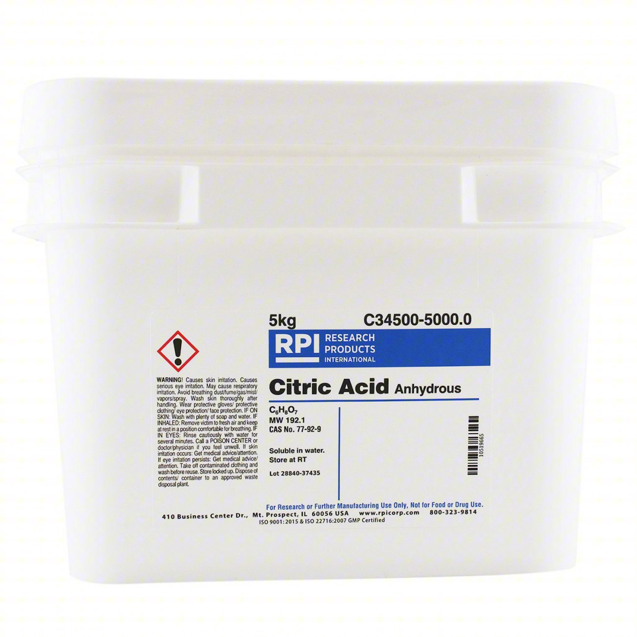 CITRIC ACID - ANHYDROUS: LAB, 5 KG, 77-9