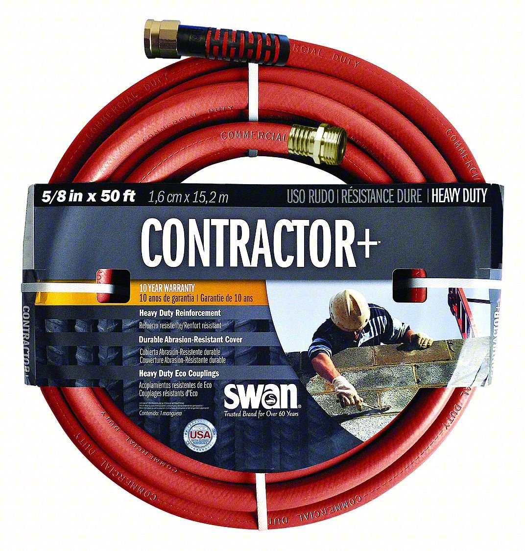 WATER HOSE,COLD WATER,RED,PVC,50 FT.