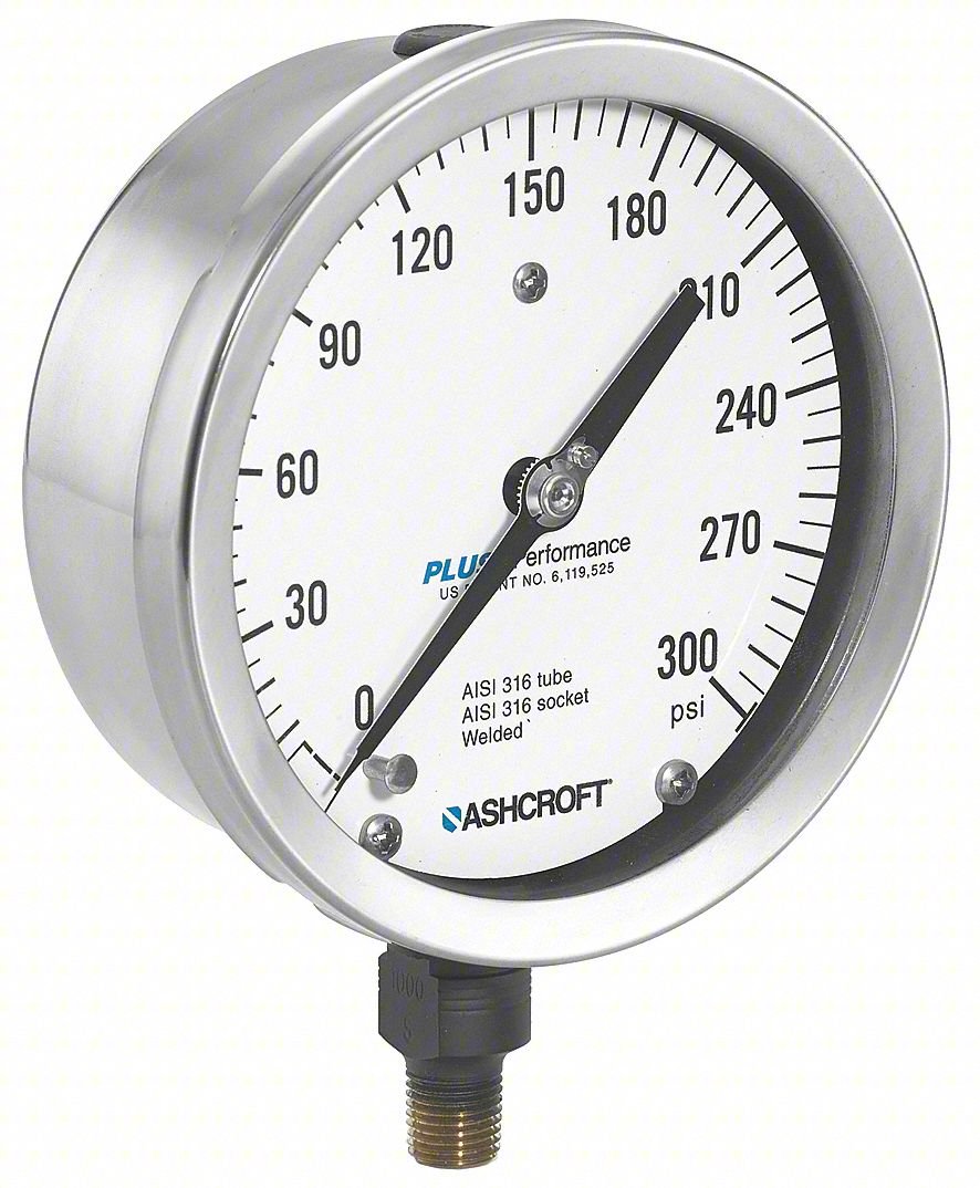 Pressure Gauge,Process,1/4in NPT,Silver