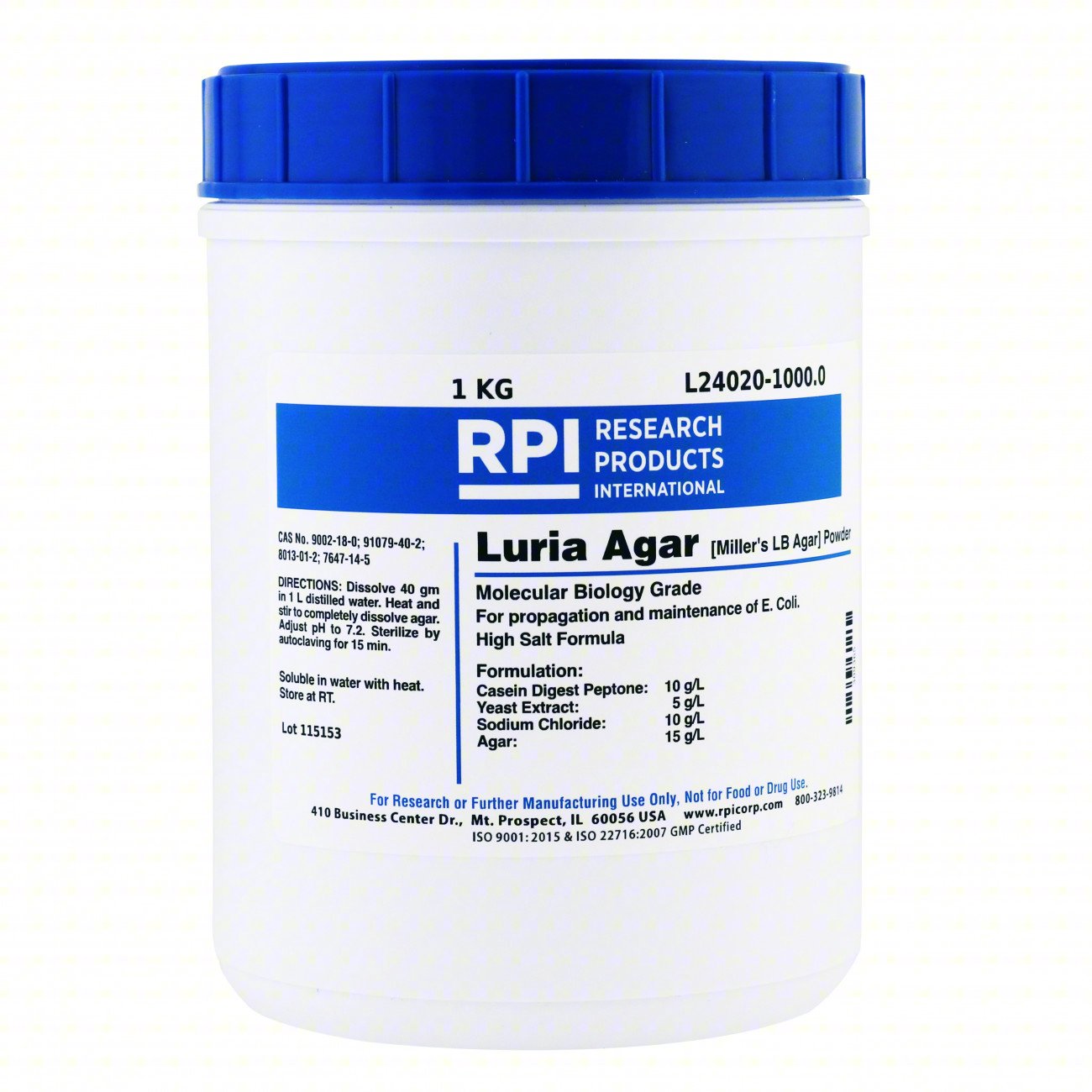 Luria Agar,Powder (Millers LB),1kg