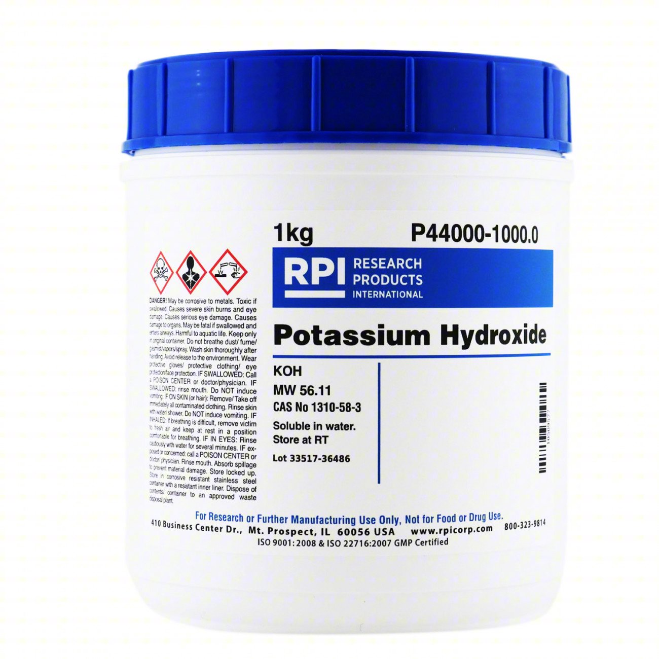 POTASSIUM HYDROXIDE: LAB, 1 KG, 1310-58-