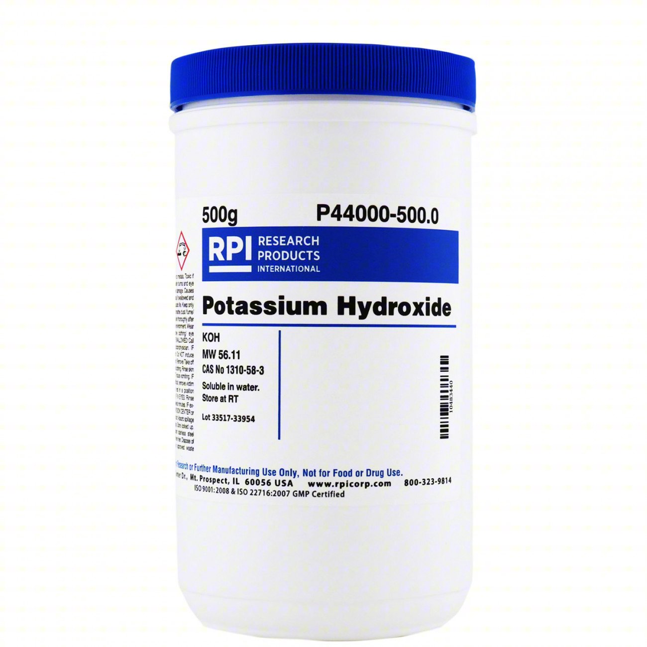 POTASSIUM HYDROXIDE: LAB, 500 G, 1310-58