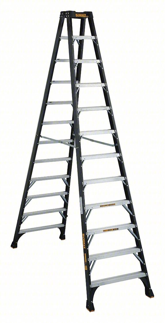 TWIN STEPLADDER, FBRGLS, IA, 12FT, DXL30