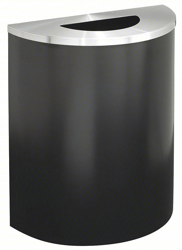 Trash Can,Half Round,29 gal.,Black
