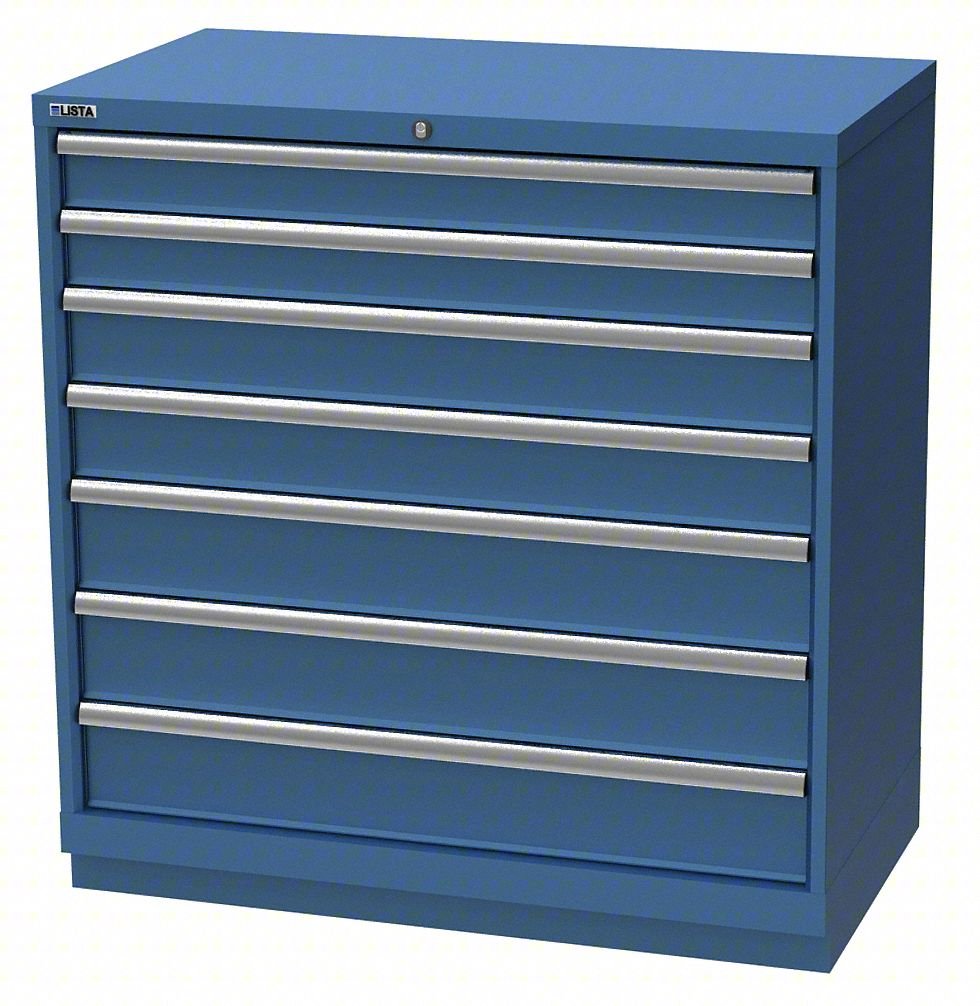 Mod Drwr Cab,41-3/4"H,7 Drwr,Bright Blue