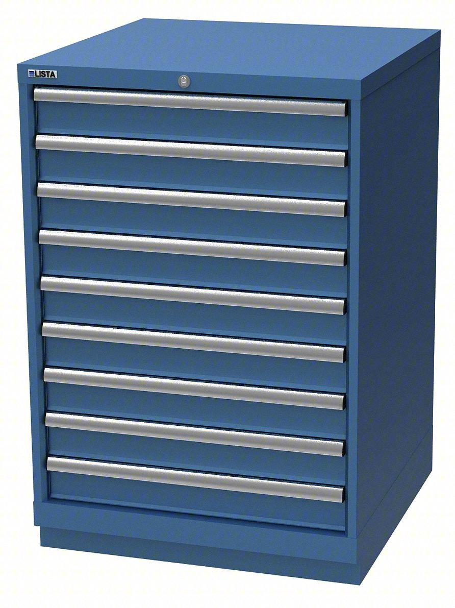 Mod Drwr Cab,41-3/4"H,9 Drwr,Bright Blue