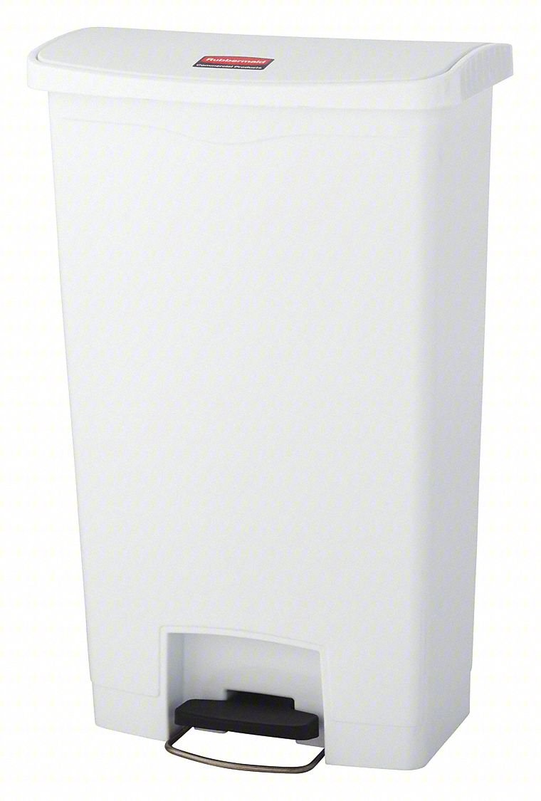Trash Can,Rectangular,18 gal.,White