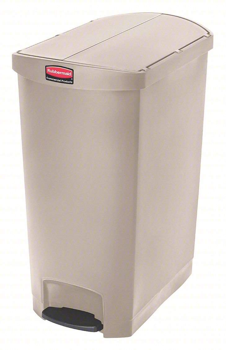 Trash Can,Rectangular,24 gal.,Beige