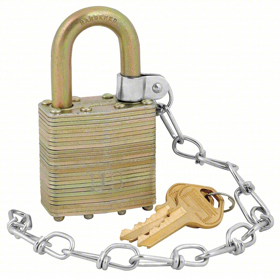 Keyed Padlock, 3/4 in,Rectangle,Gold