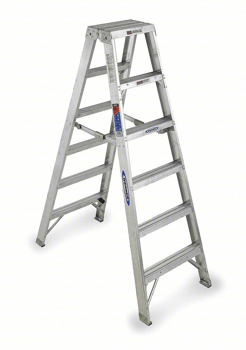 Twin Stepladder,Aluminum,IA,6 ft.,T370