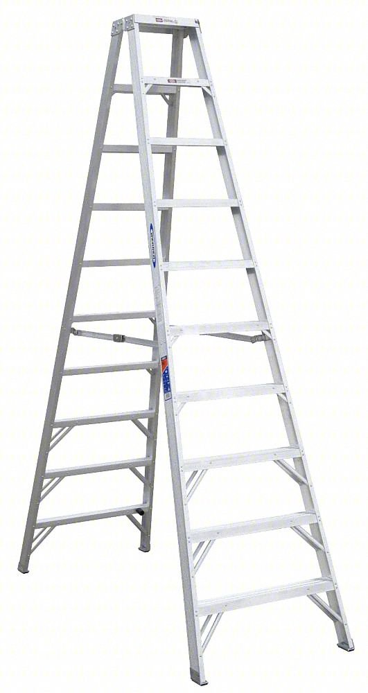 Twin Stepladder,Aluminum,IA,10 ft.,T370