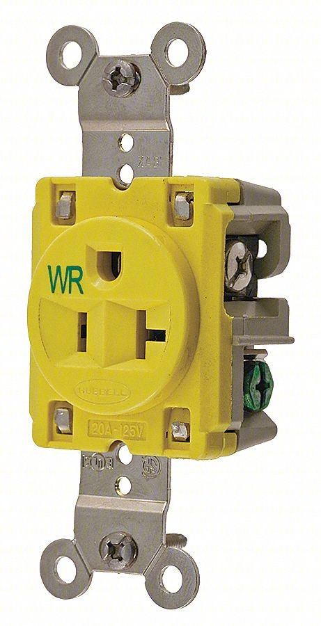 RECEPTACLE: SINGLE, YELLOW, 5-20R, 20 A,