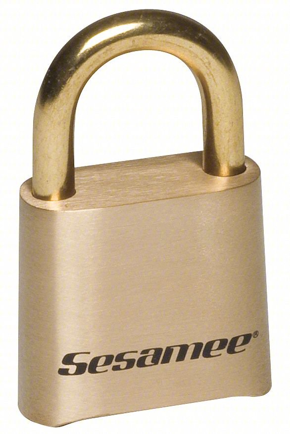 Combination Padlock,1 3/4in,Rectgle,Gold